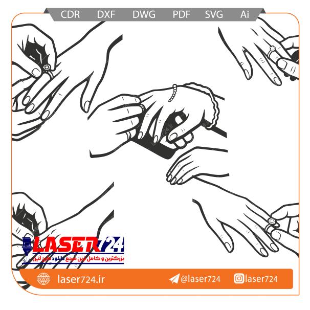 تصویر الگو لیزر وکتور حلقه و دست #1